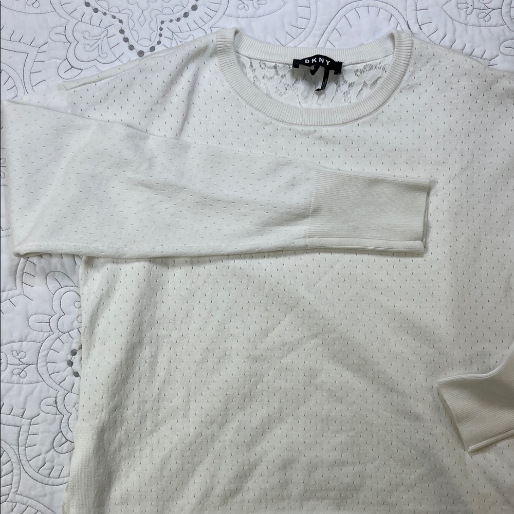 DKNY Laced Long Sleeve Knit Pullover Sweater - Women’s M Top